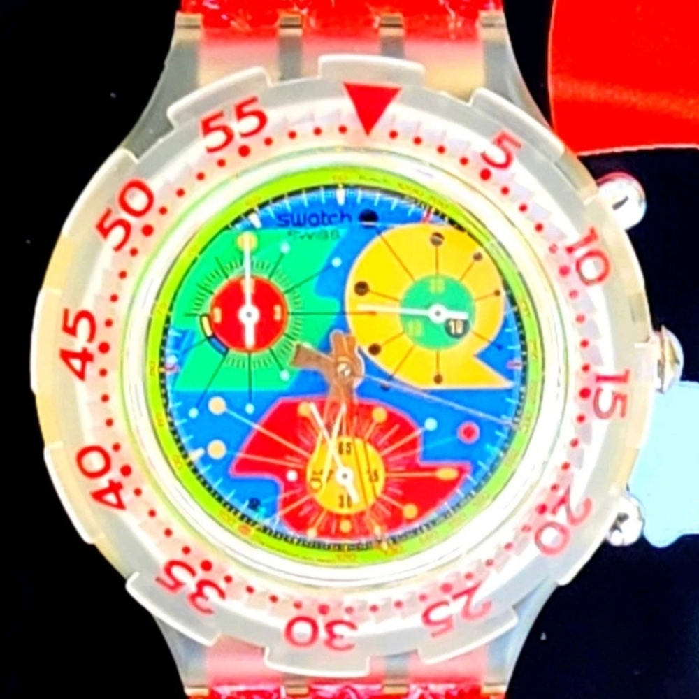 Swatch Chronograph watch LILLIBETH SBK104 1994 Aquachrono New old stock